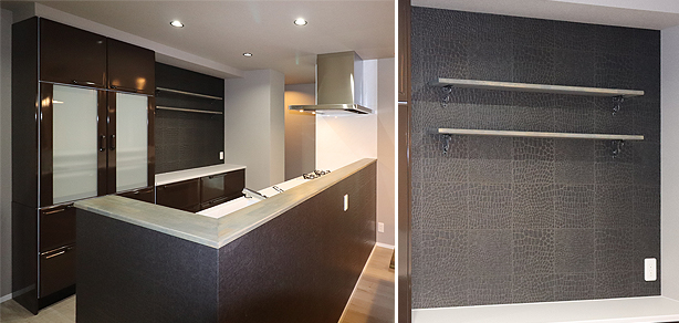 キッチンのアクセントクロス