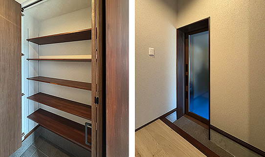 ガレージ玄関と