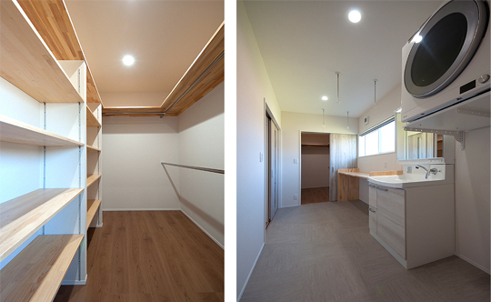 サンルームを兼ねた洗面脱衣室